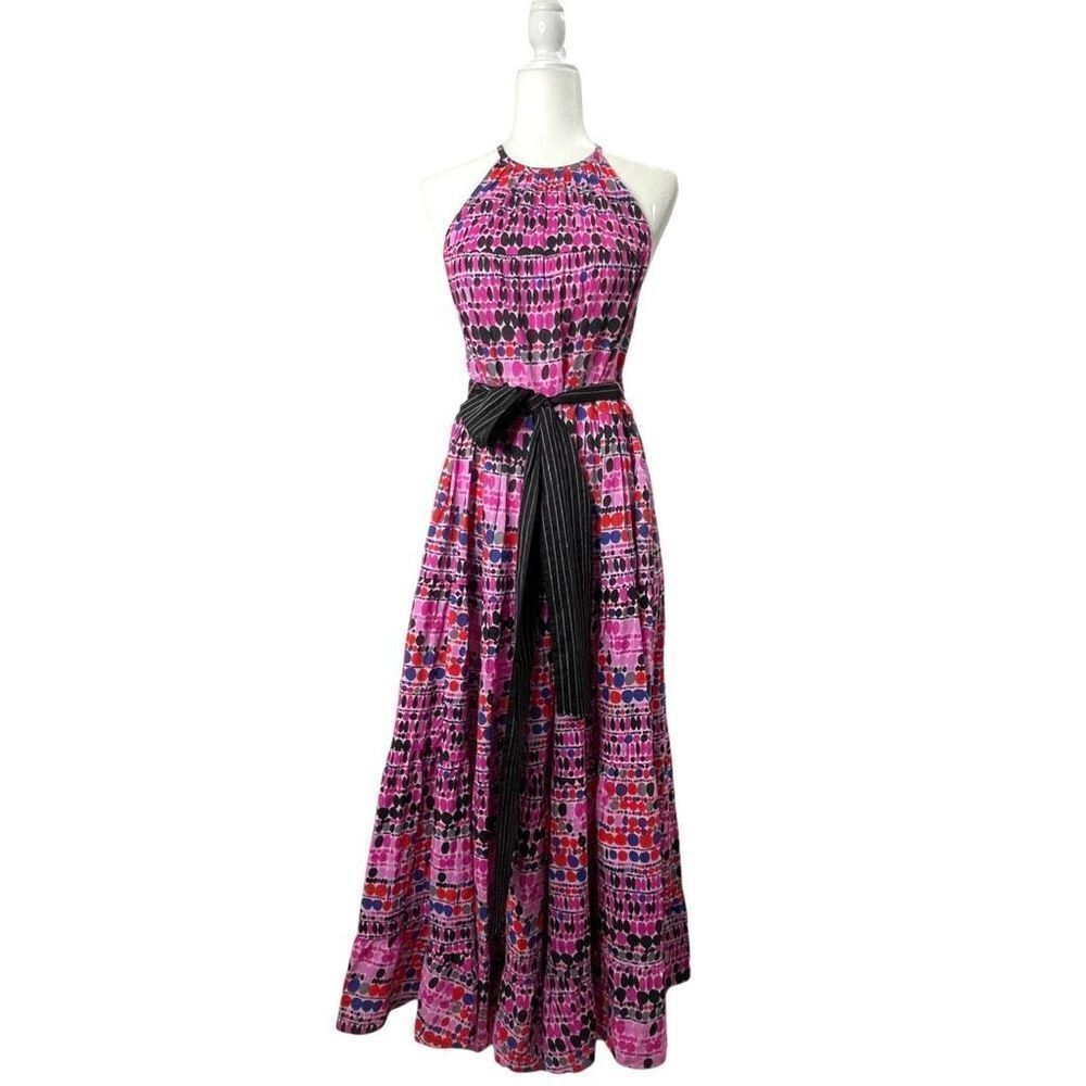 RHODE Resort Julia Tiered Dress in Polka Dots Purple/ PinK/ Magenta Size M